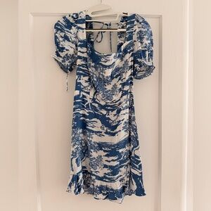 Reformation Blue and White Toile Mini Dress